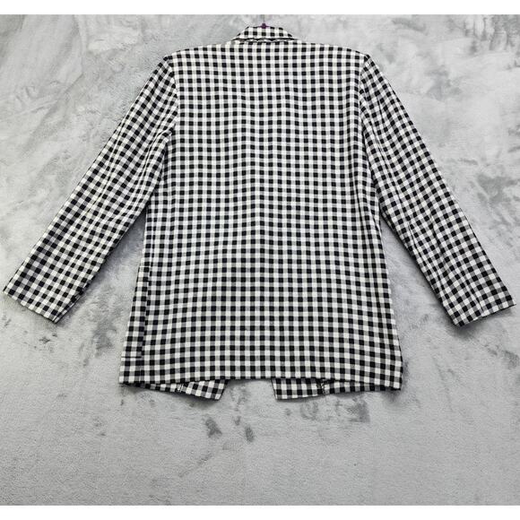 Vintage 80s Kips Bay Blazer Womens Size S Black White Gingham Plaid Lightweight - Picture 2 of 9